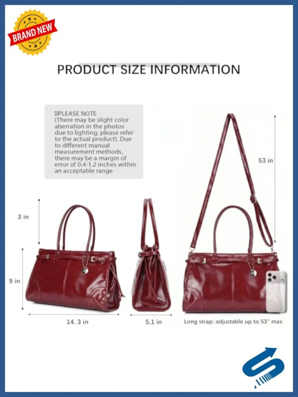 Women's Vegan Leather Top-Handle Satchel with Adjustable Crossbody Strap